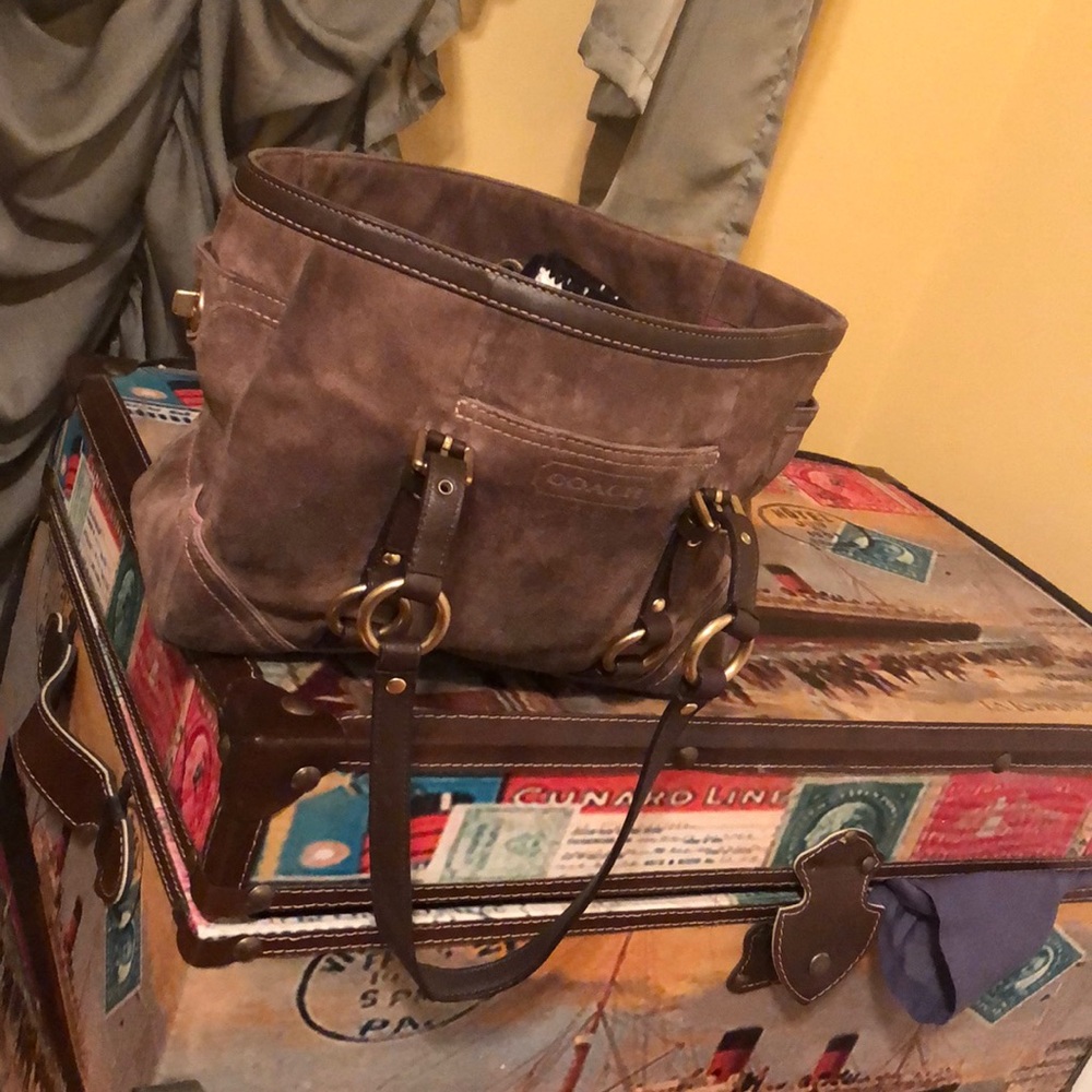 Classic  Coach brown suede handbag